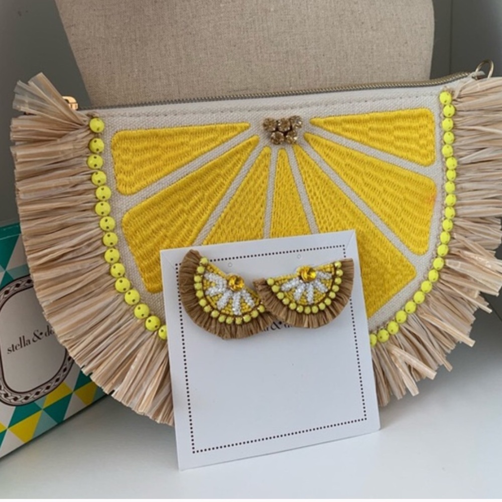 Stella & Dot | Summer Fresh! 🍋LTD EDITION Raffia🍋Lemon Clutch - Picture 3 of 11